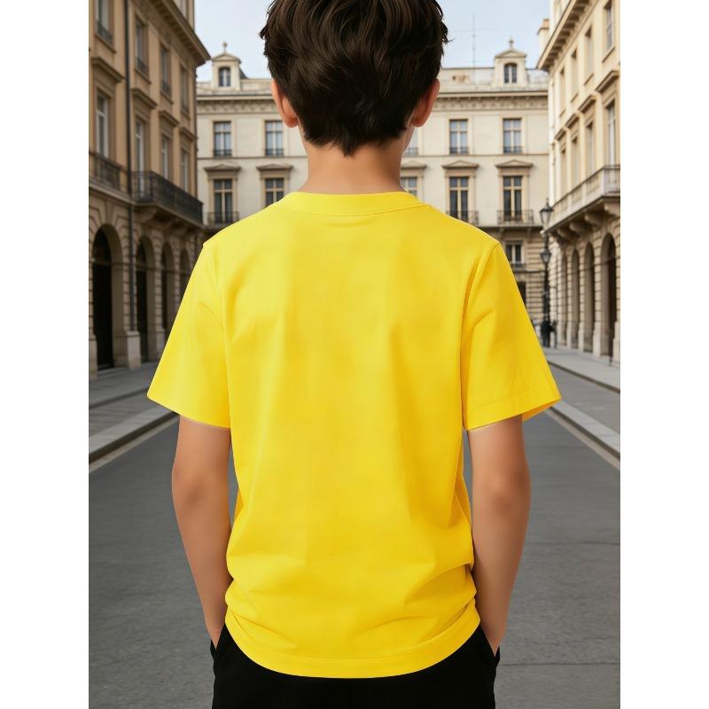 Boys Colorful Banana Baseball Print Crewneck Short Sleeve Tee,