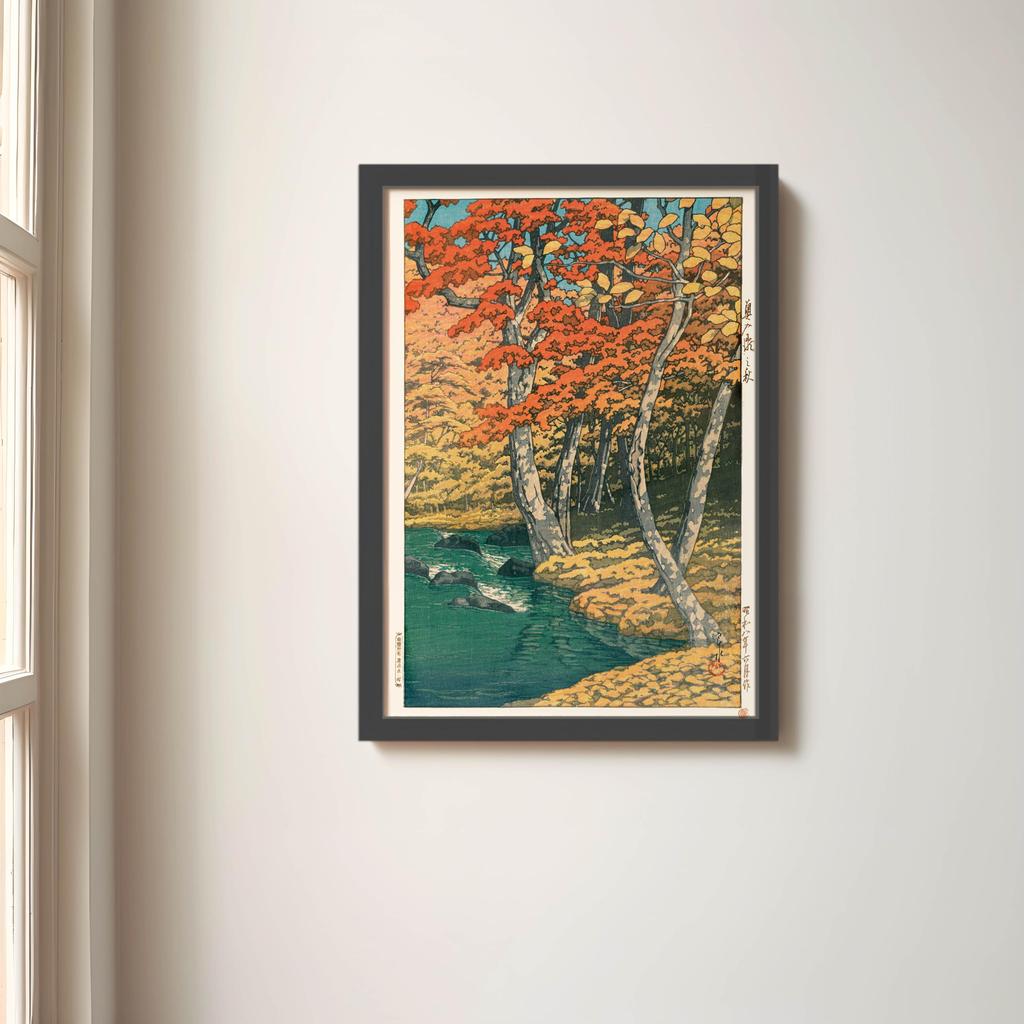 Autumn in Oirase, by Kawase Hasui, Made in Japan (framed), A4 size (33 x 24 cm), with frame, art frame, new style, poster, framed painting, gallery qu