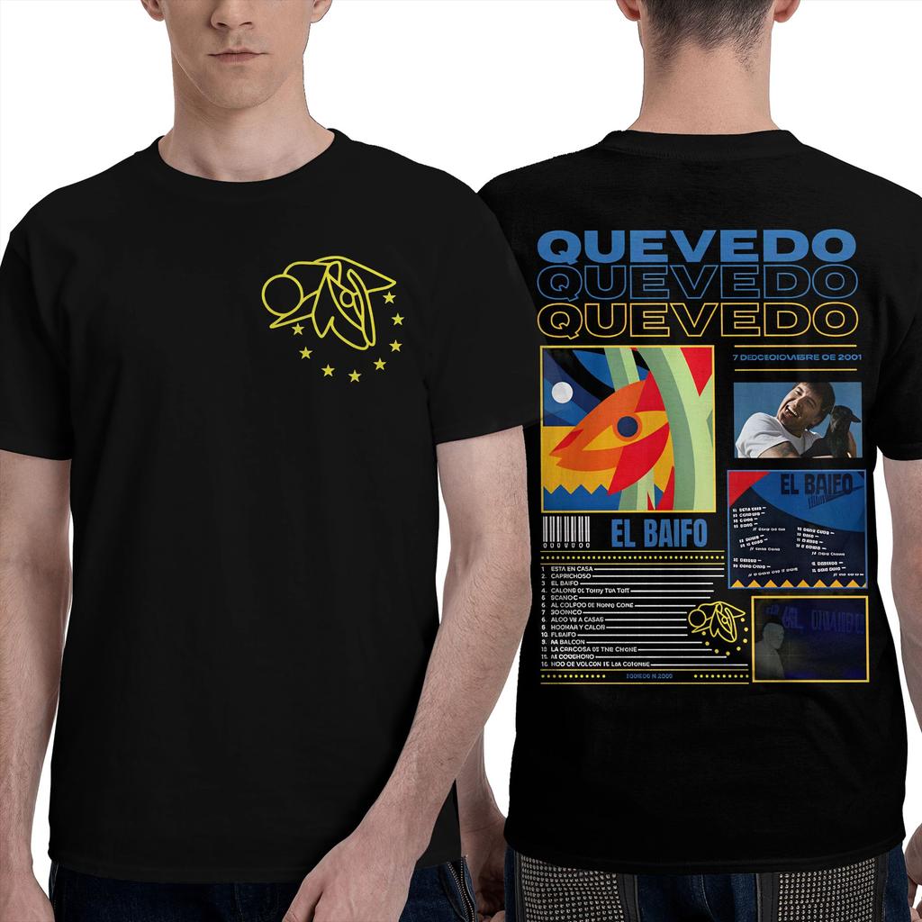 QUEVEDO EL BAIFO 2026 T Shirt Hip Hop TShirts Short Sleeve Y2K Retro Tops Summer 100 Cotton Comfortable Plus Size Clothing