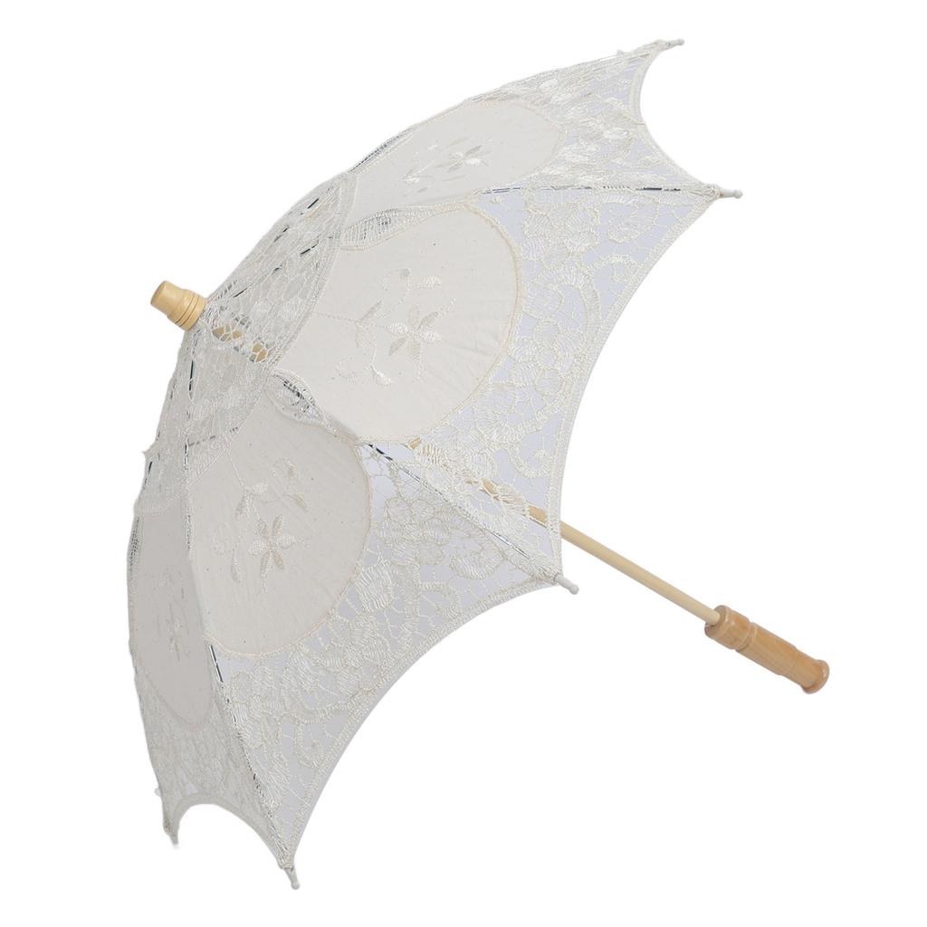 Spets Parasoll Paraply Bröllop Brud Spets Paraply Dekorativ Broderi Blomma Paraply för
