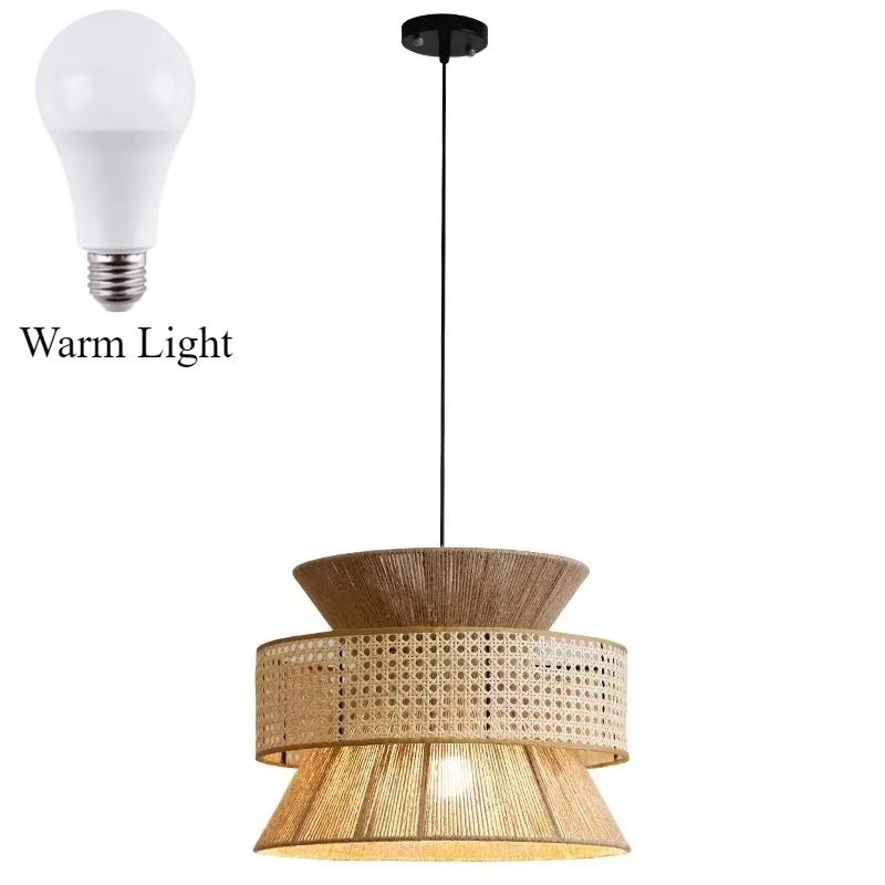 Vintage Wabi Sabi Handmade Hemp Rope Chandelier B&B Restaurant Bar Cafe Dining Room Pendant Lights Hanging Lamp Fixture