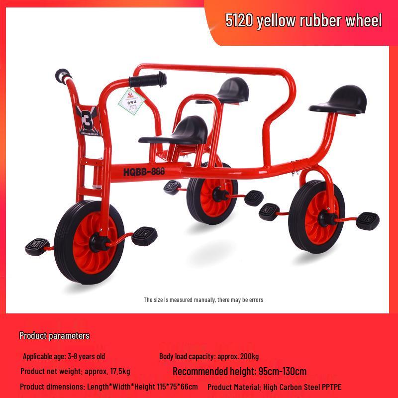 Children's Double Pedal Tricycle with Basket for Outdoor Play