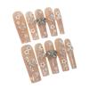 Handmade Press-On Nails Long Coffin Shape Sweet Ice-Transparent Floral Butterfly Design Women
