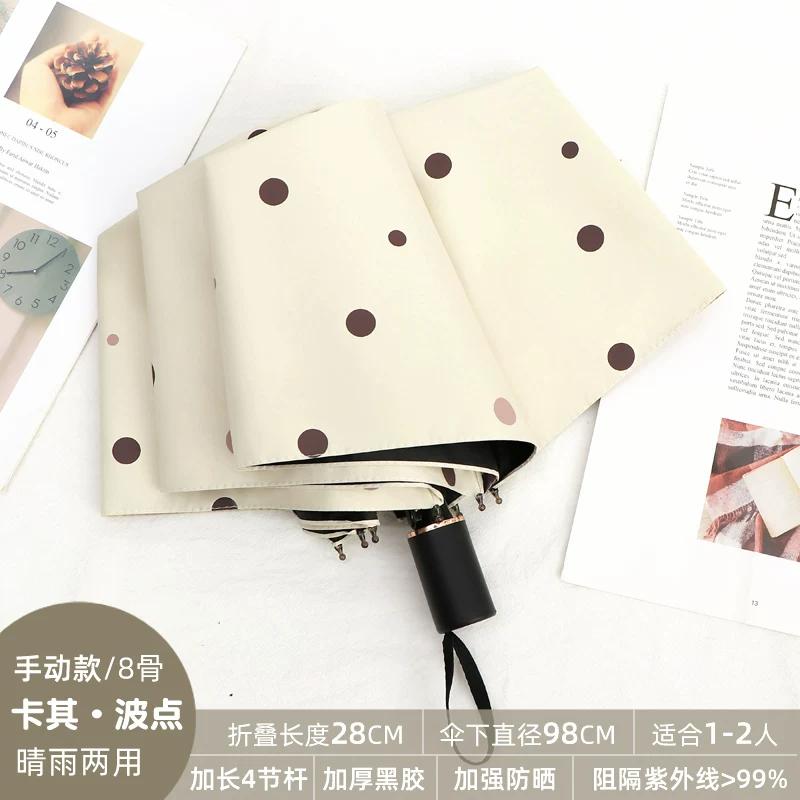 Umbrella for Girls, Cute Foldable Black Coating Sunshade, Sun Protection, Uv Protection, Manual and Automatic, Dual-Use for Sun and Rain