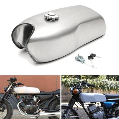 9L 2.4 Gallon Chrome Motorcycle Universal Gas Fuel Tank For Cafe Racer Custom