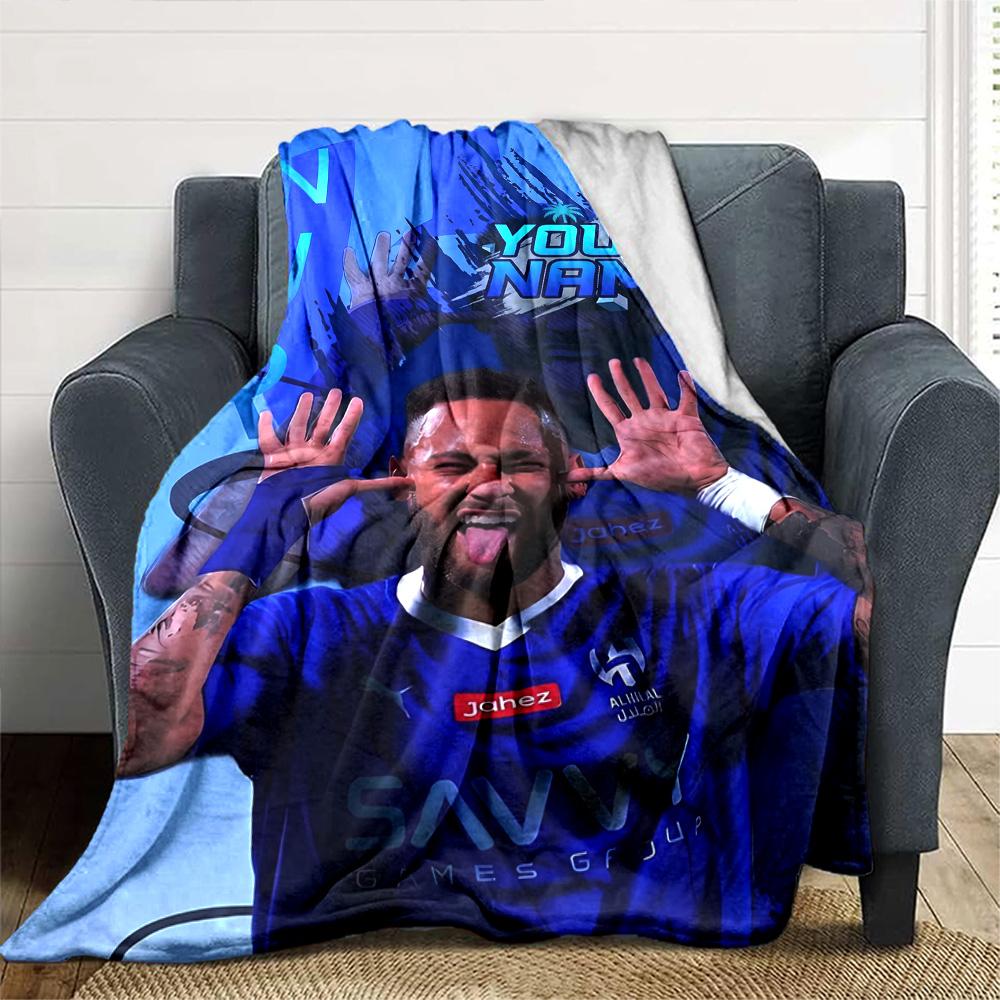 Star Neymar Personalized Name Blanket Cozy Personalized Blanket Durable Comfort Suitable for Home Decor Living Room Office Chair Bed