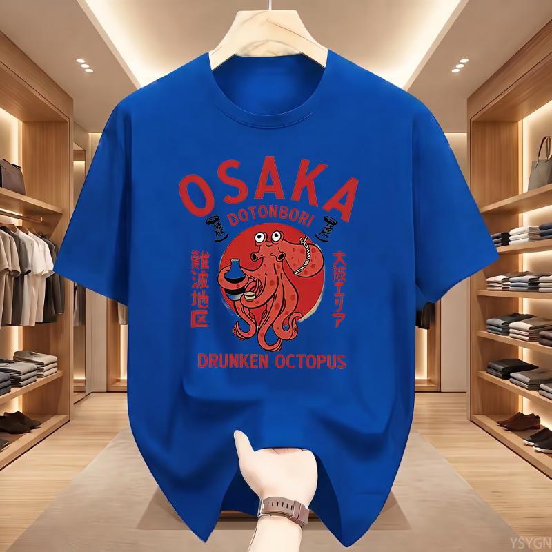 Osaka Dotonbori Drunken Octopus Graphic T Shirts Japanese Style Street Food Lover Tshirt Cotton Vintage Short Sleeve Tees