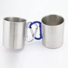 Stainless Steel Water Bottle with Carabiner Handle Metal Cup 220ml/7oz Suitable for Outdoor Sports Camping Hiking Mountaineering