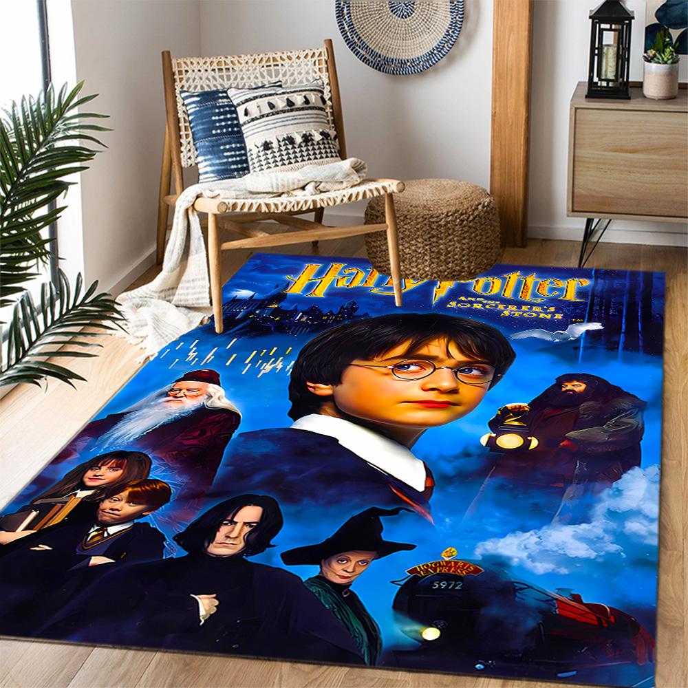 Harry Potter Hogwarts Themed Anti-Slip Rugs - Polyester Home Decor, Suitable for Bedrooms, Living Rooms, Doorways, Studios, and Decorations