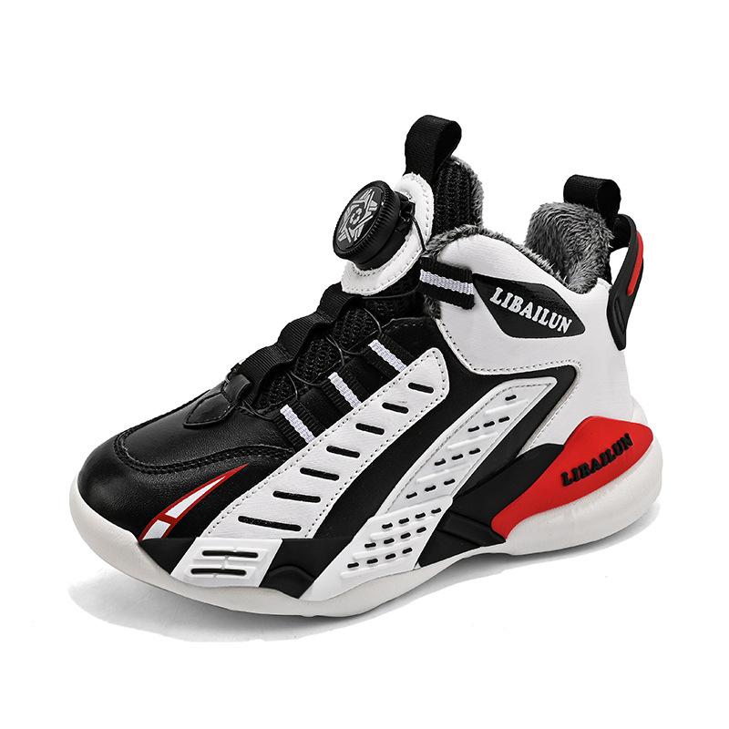 Children's basketball special sneakers 2025 winter velvet boys' sports medium and older children's professional basketball shoes winter