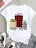 (Asian Size) Peace Trend Christmas Clothing T Shirt Tee Top Festival New Year Women Fashion Print Female Woman Short Sleeve Graphic T-shirts