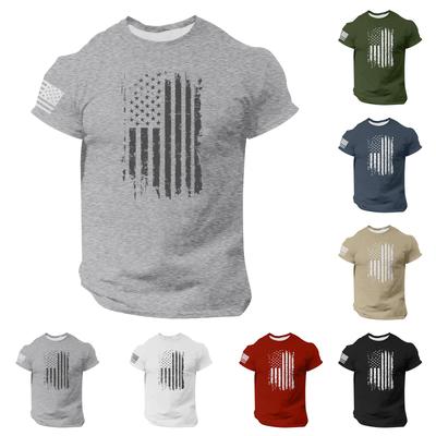 Ανδρική Μοντέρνα Casual κοντομάνικη μπλούζα με στρογγυλή λαιμόκοψη, Σημα Ημέρας Ανεξαρτησίας