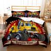 Racing themed bedding 3D printed cartoon monster truck pattern, soft down anti allergy down duvet cover, adult bedding set, teen
