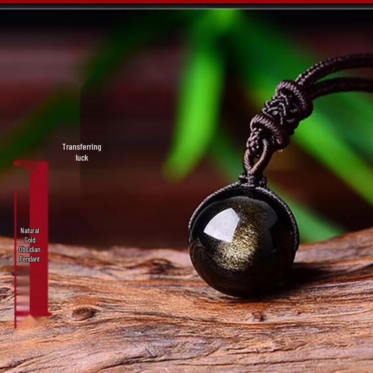Natural Rainbow Obsidian Gold Round Pendant Necklace for Women