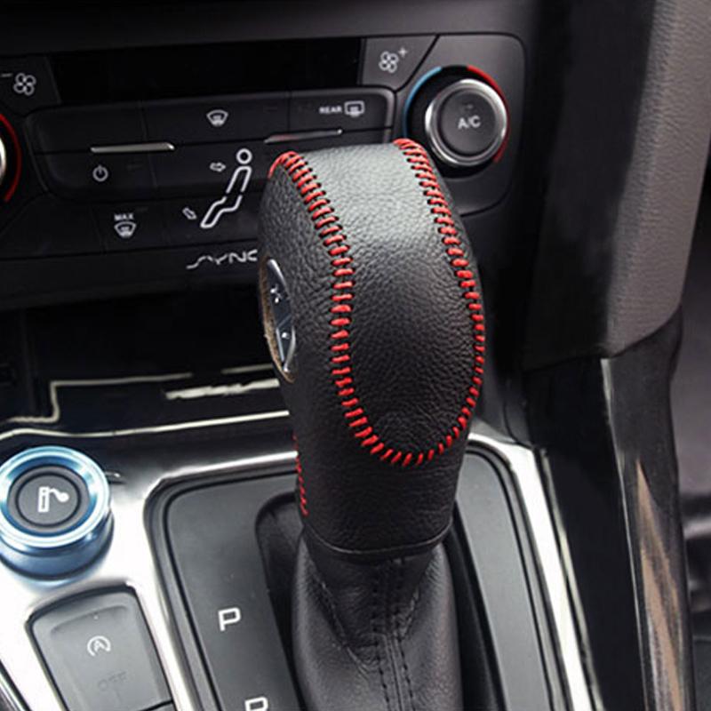 My Good Car Black Leather Shift Knob Cover Gear Head Covers Hand Brake Covers for Ford Focus 3 4 MK3 LHD 2012-2017