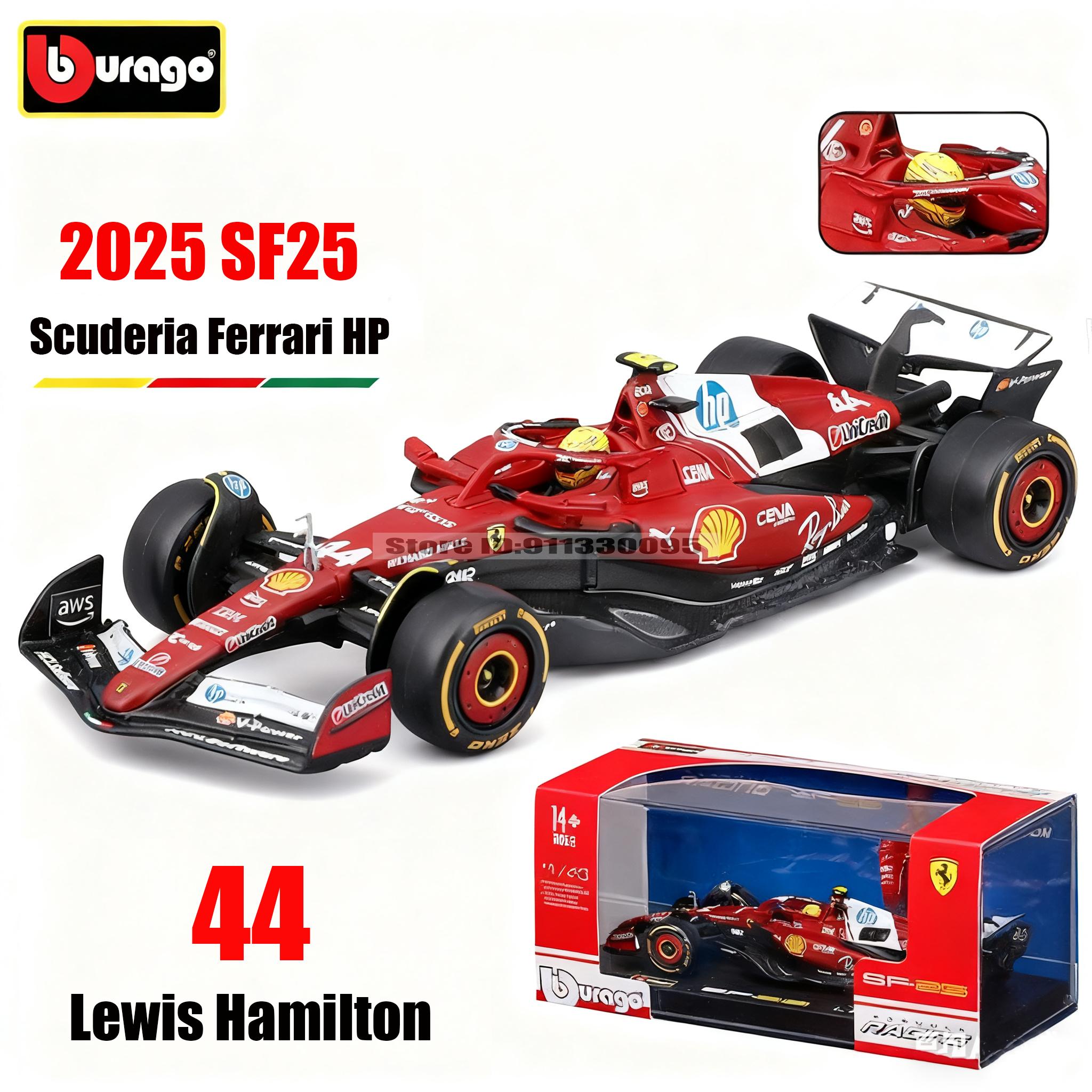 

Ббураго 1:43 F1 2025 Scuderia Ferrari HP SF25 #16 Шарль Леклер #44 Льюїс Гамільтон Металевий Автомобіль Литий Модель Іграшка Колекційна