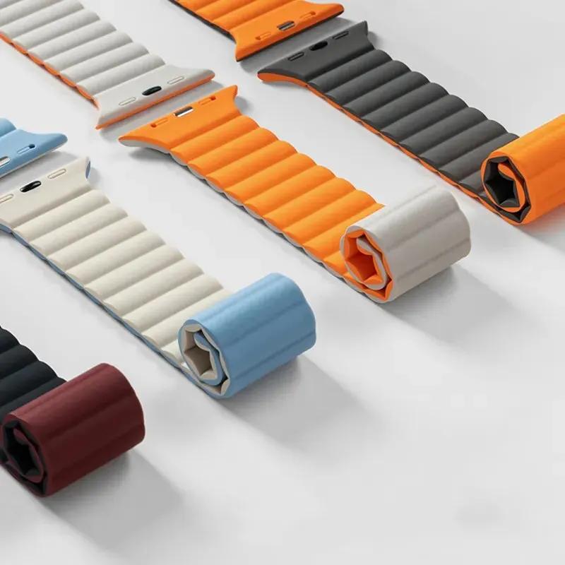 Silicone Magnetic Strap for Apple Watch 11 10 46mm 42mm Ultra 3/2 49mm Sports Bracelet iWatch 9 8 7 6 5 4 SE 45mm 44mm 41mm Band