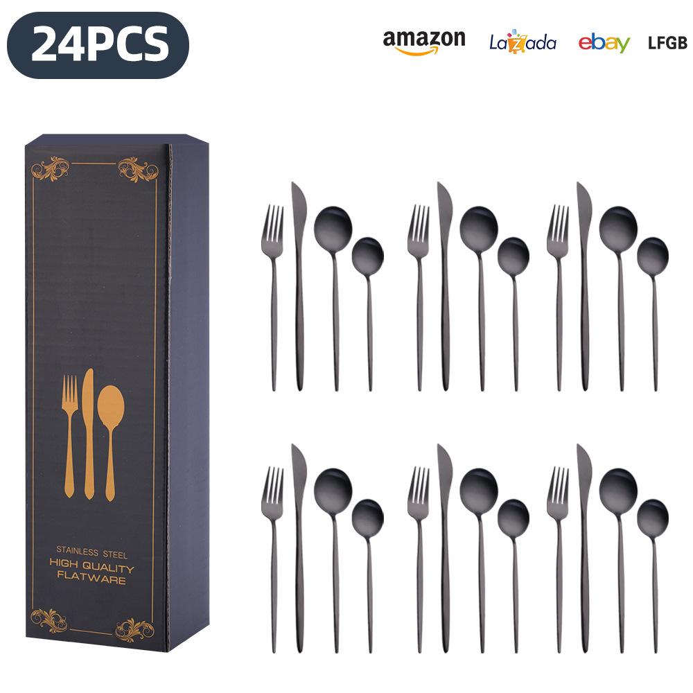 25 Years of New Stainless Steel Tableware Set, Tableware Portuguese Knives, Forks and Spoons 24-piece Gift Box Set