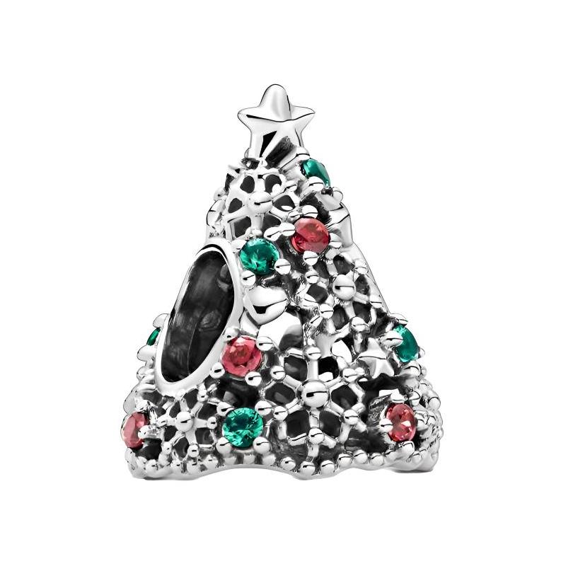 Pandora Glitter Christmas tree charm 925 silver cubic zirconia pendant for women 799226C01
