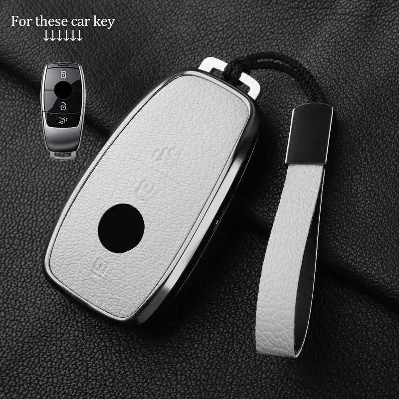 Metal And Leather Car Key Case Cover For Mercedes Benz W176 W177 W205 W206 W212 W213 W222 W223 W167 463 X166 A C E S G Cls Class