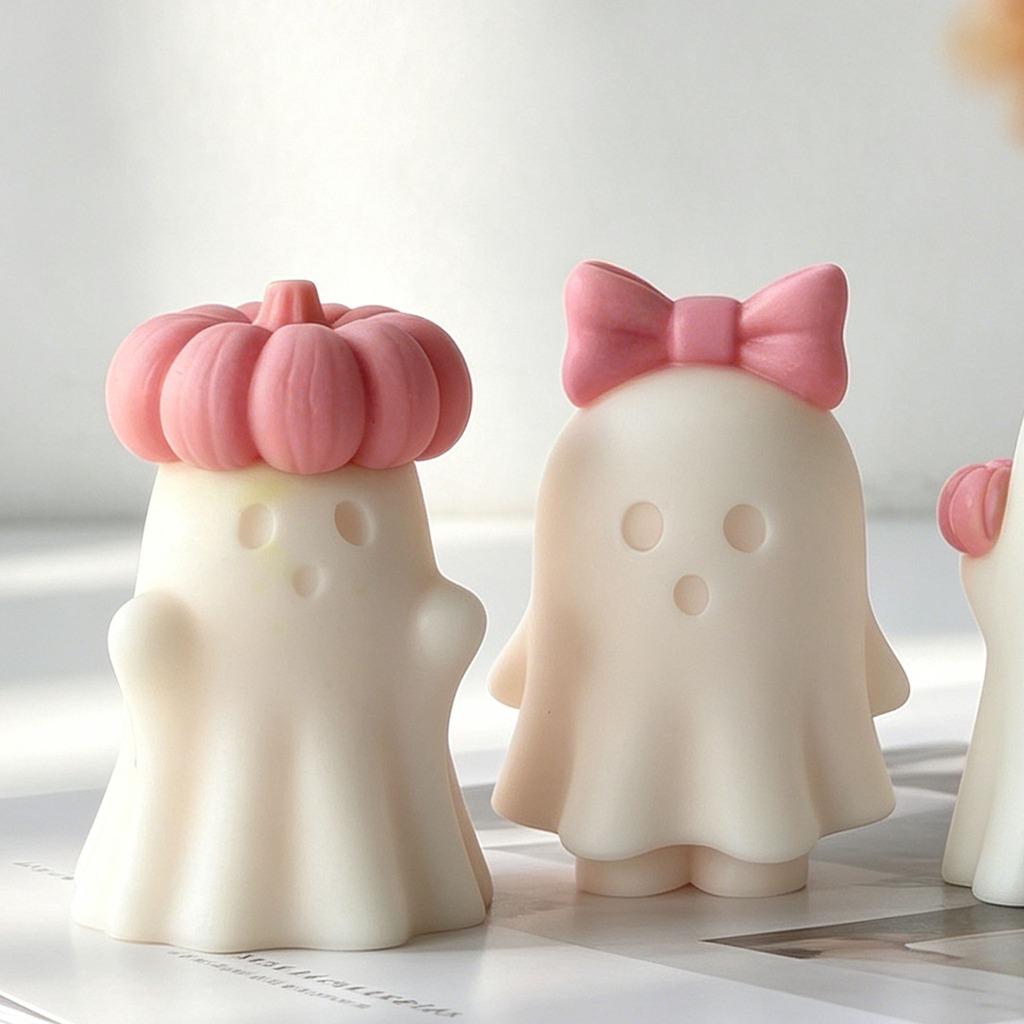Cute Ghost Silicone Mold Smooth 3d Ghost Candle Mold Halloween Decor Mold Three-Dimensional For Home Decor Handmade Candles Diy