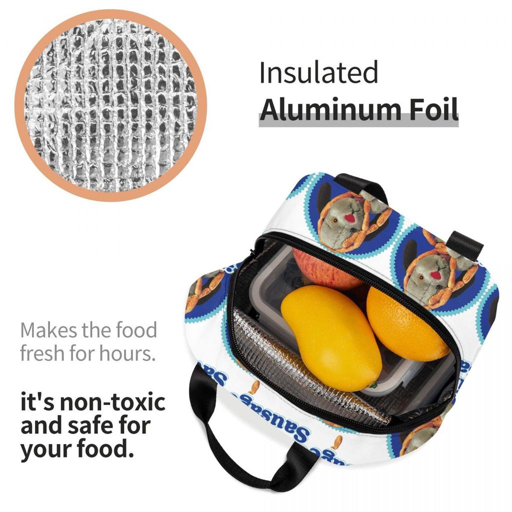 Sooty Sweep Silly Sausage Insulated Lunch Bag for Women Children Portable Food Boxes Thermal Lunch Box Tote