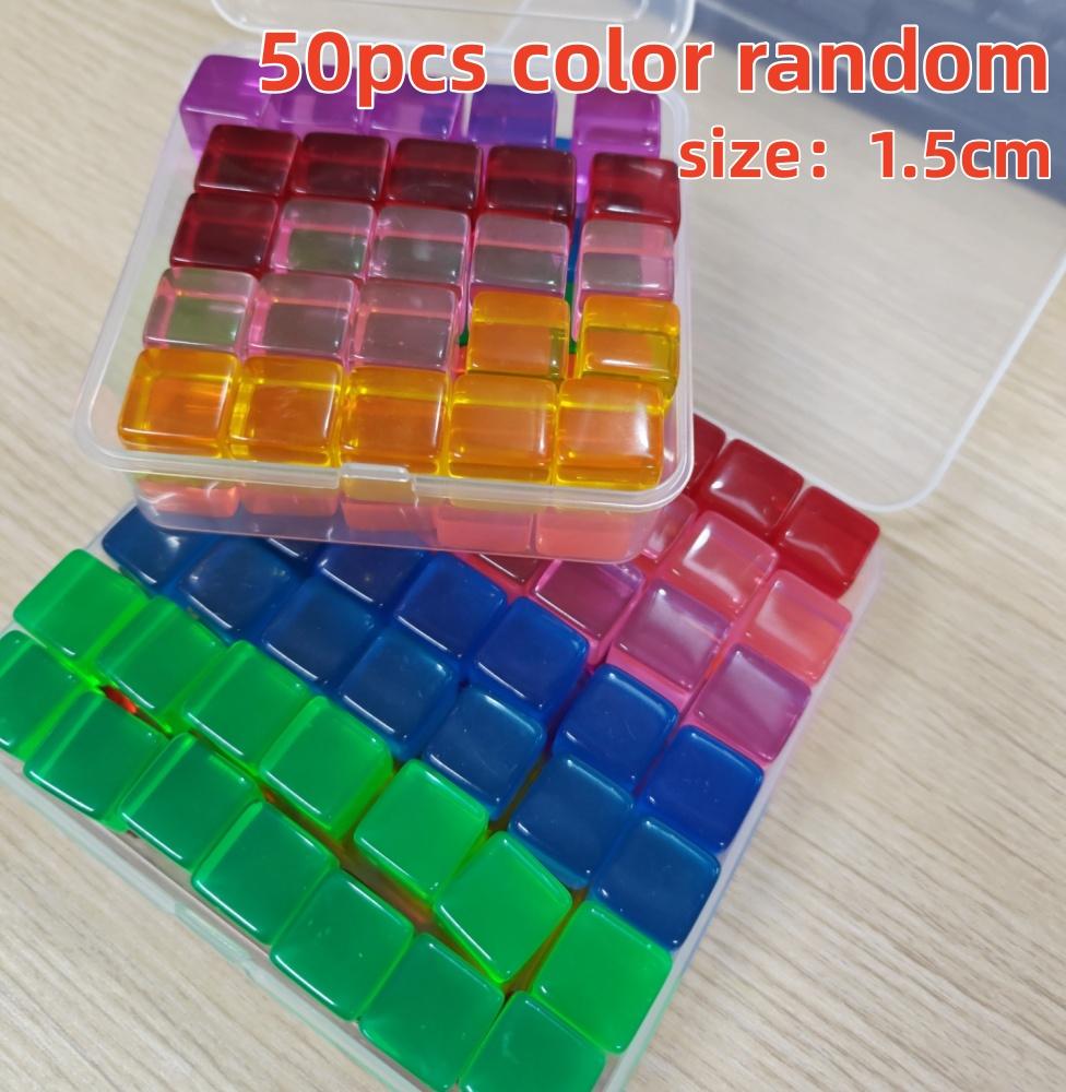 20-98pcs Rainbow Crystal Acrylic Cube Stacked Gemstone Blocks for Children To Learn Color Sensory Building Blocks