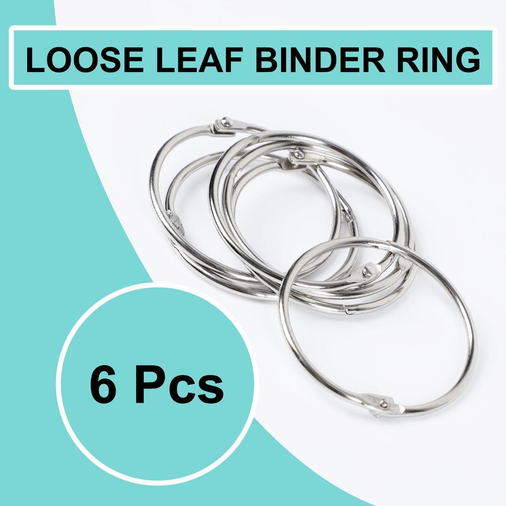 Uxcell Binder Rings for Home Office Can Be As 5cm Inner 6 Pieces Loose-Leaf Use, Keychains, Open/Close, Metal, Silver, Diameter,