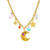 Imitation Pearl Acrylic Star Moon Pendant Necklace Stainless Steel Summer JewelryAccessories