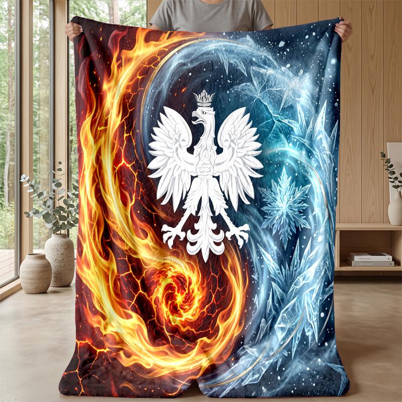 Poland Football Printed Flannel Blanket Skin Friendly Warm Decorative Throw for Indoor Couch Bed Daily Use