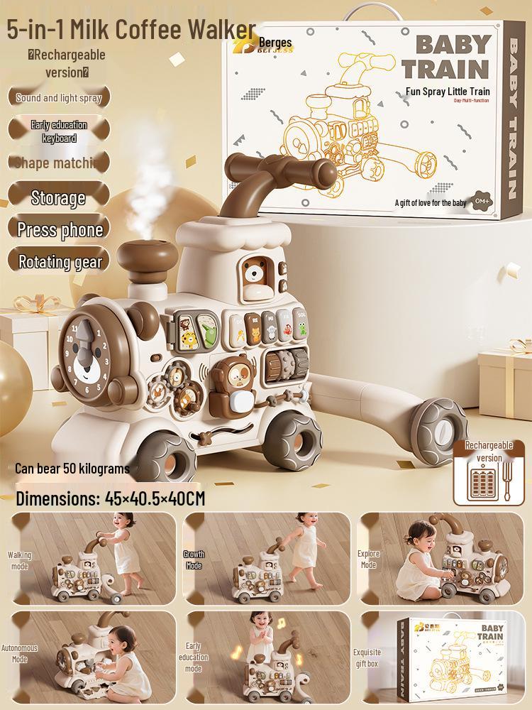 Multifunctional Baby 5-in-1 Walker Stroller: Educational, Anti-rollover, Sliding Toy Car