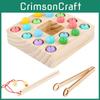 Wooden Toy For Kids With Magnetic Fishing Clamp And Beads For Fine Motor Skills