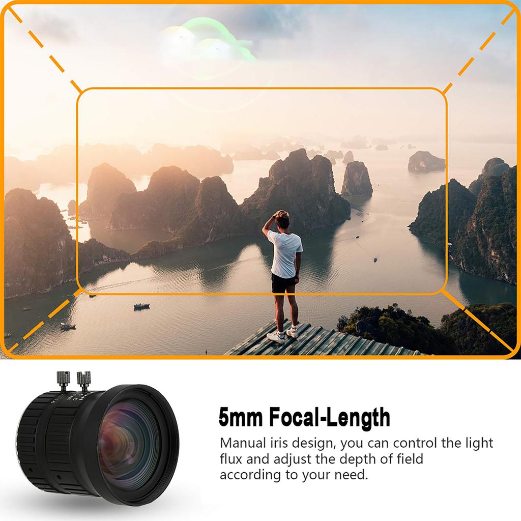 5MP 5mm Focal-Length CCTV HD Manual Lens 2/3 C Mount for Surveillance Security Camera