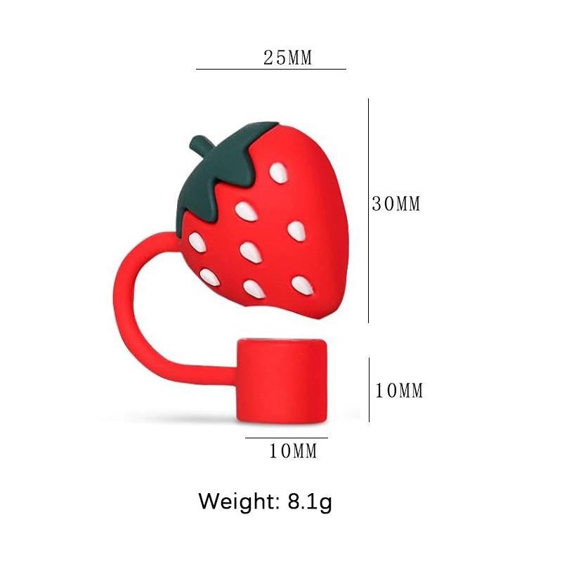 10mm jahodové jednorožcové duhové tvarované krytky na brčka, roztomilé silikonové krytky na brčka