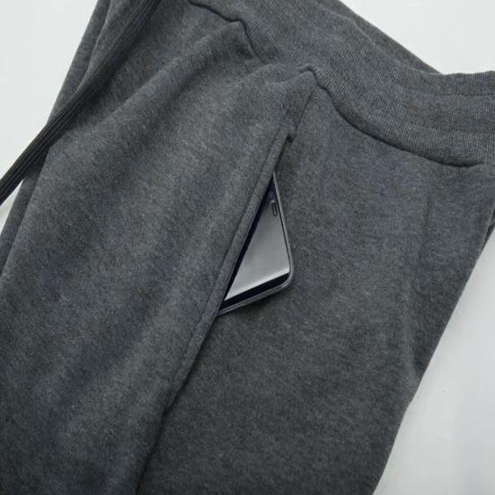 Men Sweatpants Mid-rise Elastic Waist Adjustable Drawstring Sport Pants with Pockets Solid Color Casual