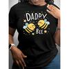 Women Plus Size Short Sleeve T‑Shirt Daddy Bee Cartoon Print Soft Casual Tee For Family Gathering Outdoor Daily Leisure Everyday Wear Top