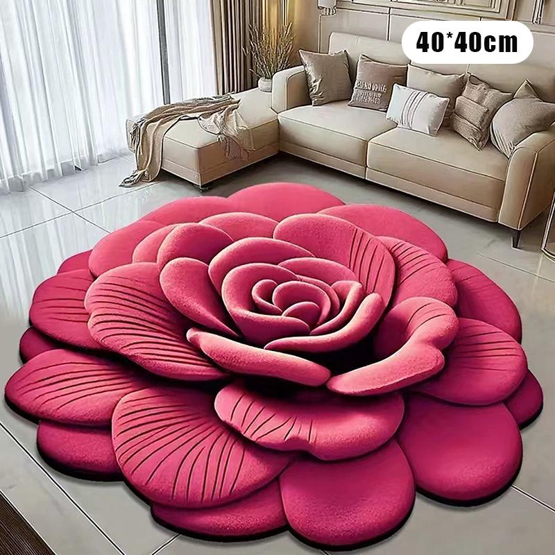New Flower Carpet Special-Shaped Soft Peony Floor Mat Durable 40X40Cm Non-Slip Absorbent Bathroom Floor Mat