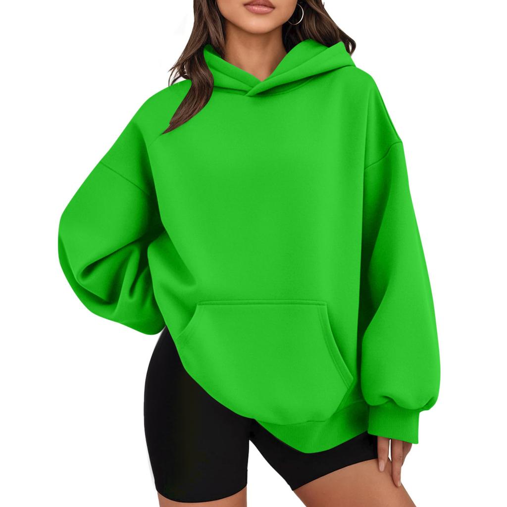 Women's  Fashion Zipper Hoodie Long Sleeve Hooded Pullover Sweatshirt Casual Solid Color Tops With Pockets