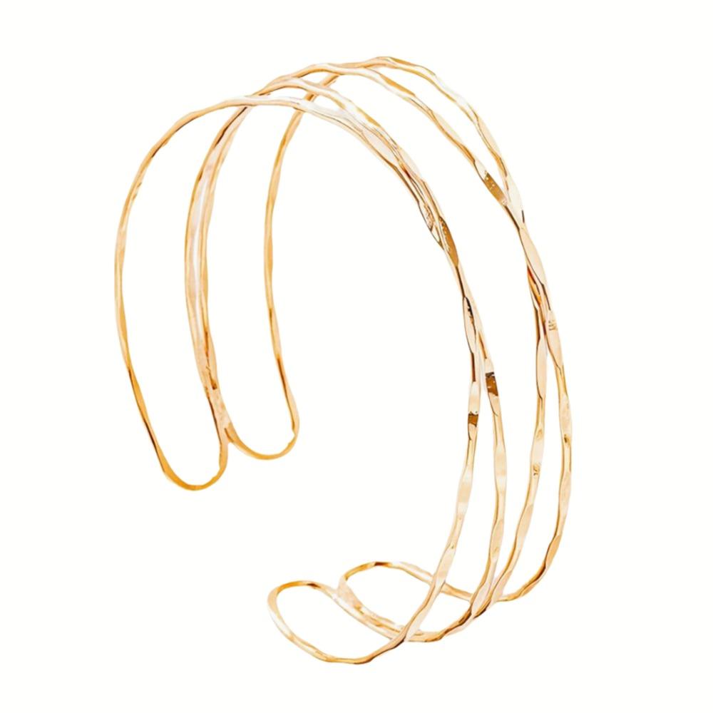 Elegant Metal Open Arm Bangles Geometric Pattern Women Fashion Cross Bracelet Upper Cuff Bracelet Wedding