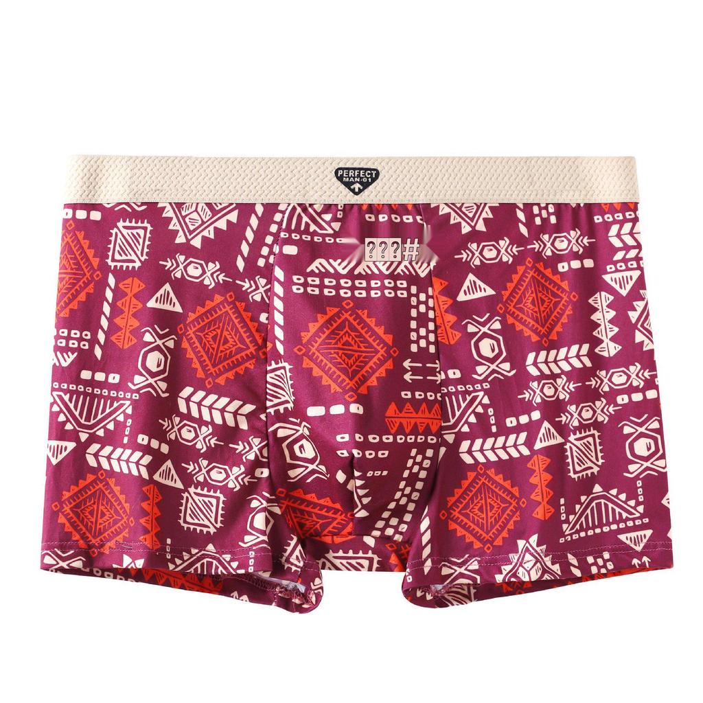 Men's Retro Printed Mid-Waist Breathable Boxer Briefs