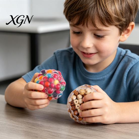 Palm-sized Stress Ball Rainbow Wood Grain Squeeze Soft TPR Fidget for Hand Kneading Toy Relief Moldable Slow-Rising Portable Decompression Gadget Kids