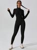 Women's zipper long sleeved tight fitting high elasticity jumpsuit, sports yoga pants, slim fit, comfortable and skin friendly.