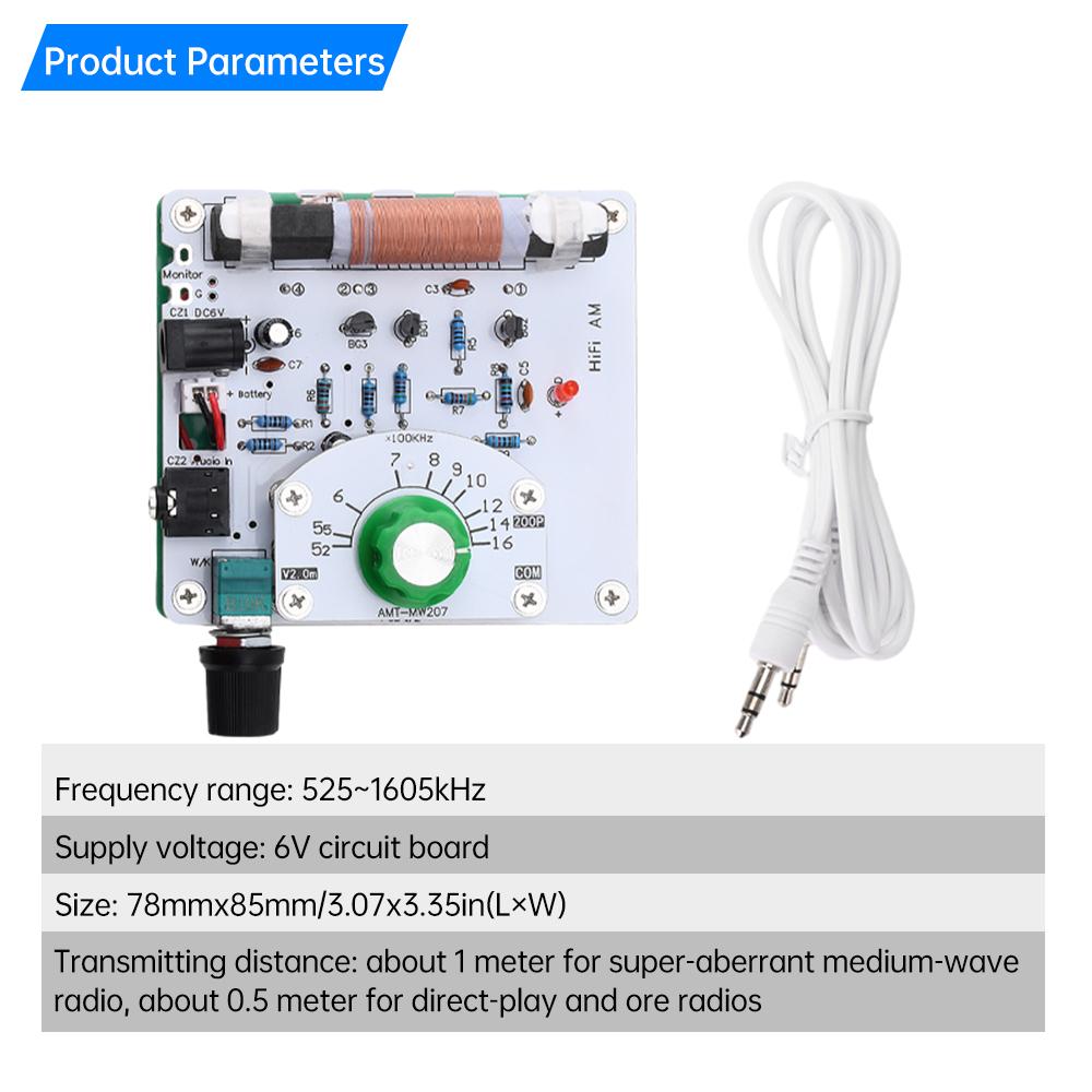 DIY Erz Radio Motherboard 525~1605kHz AM Amplitude Einstellbar Radio Sender mit Audio-Interface DC Stromanschluss