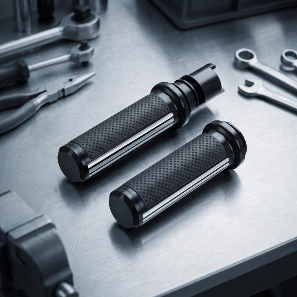 Replacement Motorcycle Hand Grips with Bar End Cap Textured Handlebar