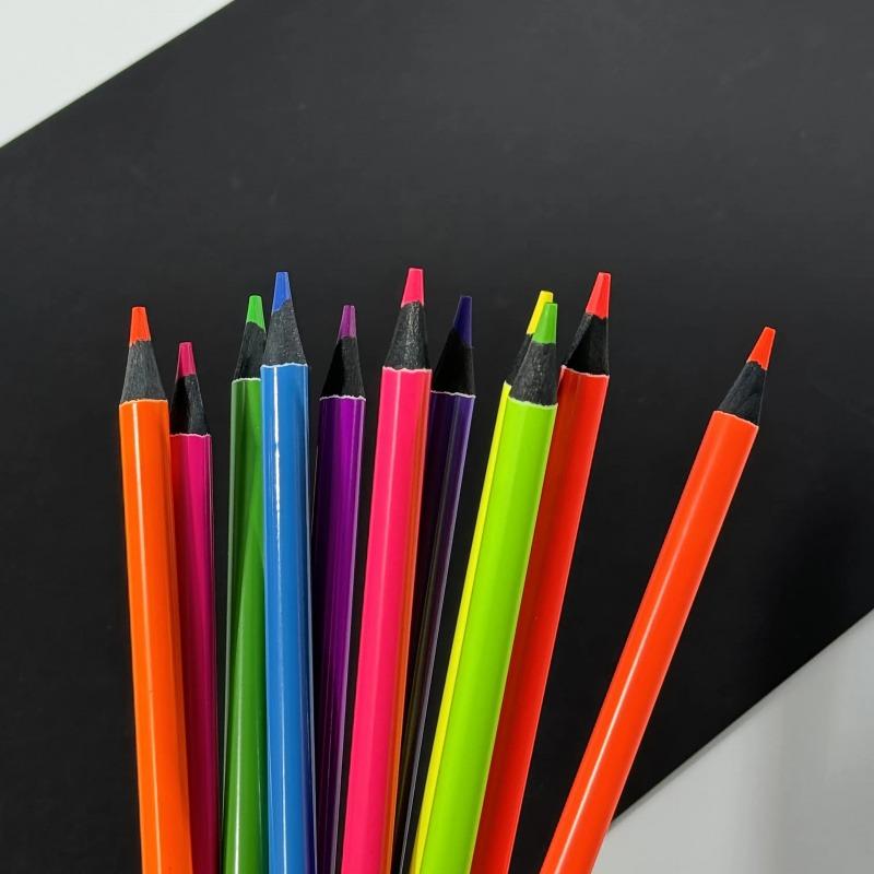 12 Color and 24 color fluorescent colored pencils