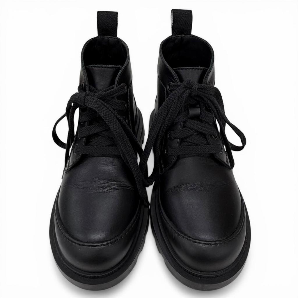 Great LOEWE short boots Mid-cut combat boots black leather Women 36 L815285X72 Used