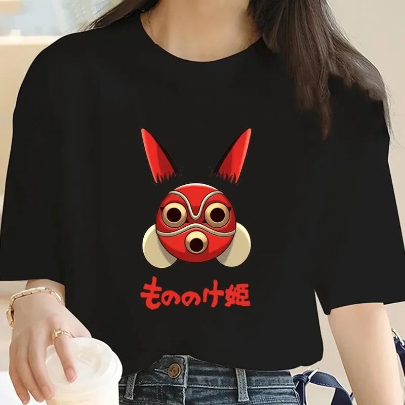 

Cartoon PPrincess MGhost Tshirt Womens Short Sleeve Lapel Fashion Womens Clothing Fashion Harajuku Personality Y2K Top Cozy S