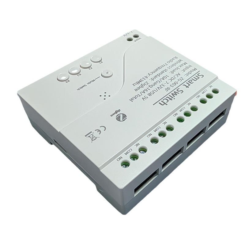Tuya Zigbee 4-Channel Smart Control Module with Wireless Dual Control and Multi-Control Remote.