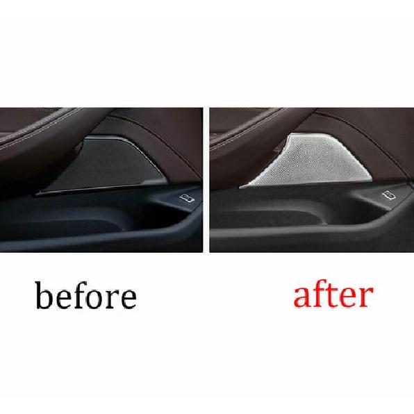 Silver Steel Inner Door Speaker Frame Cover Trim For BMW 5 Series G30 2018-