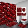 Sparkling Golden Red Shower Curtain Set With Non-Slip Rugs Toilet Lid Cover And Bath Mat Glitter Shower Curtain Bathroom Decor